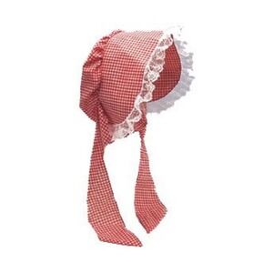 Adult Size Prairie Bonnet, Sunbonnet- Costume Red Checked‎  Same Day Shipping